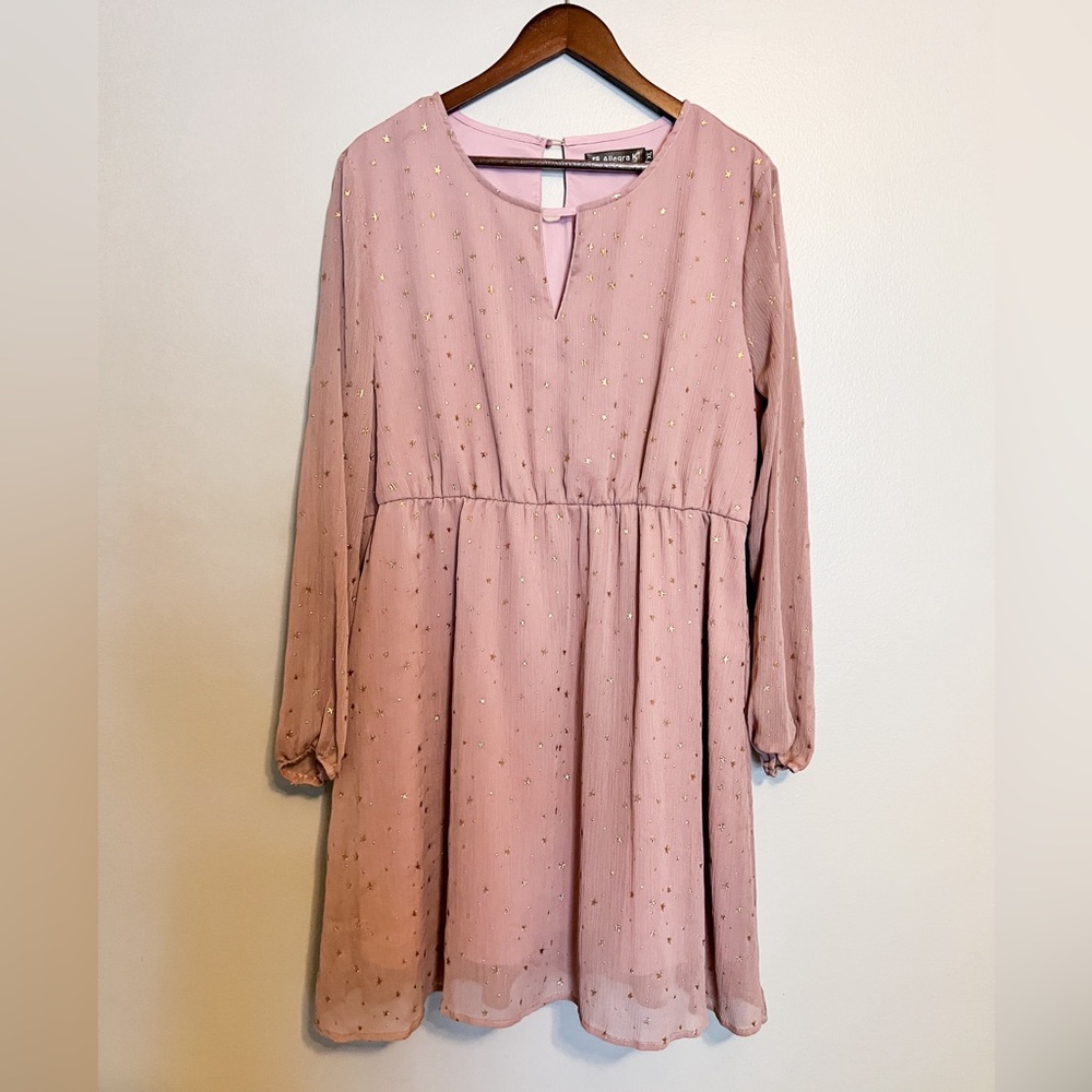 Mauvy Purple Gold Star Chiffon dress XL